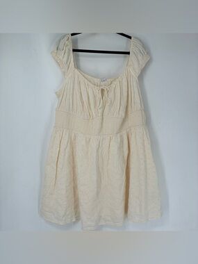 Old Navy Plus Size 2X Cream Eyelet Mini Dress Cottage Coquette Prairie Milkmaid